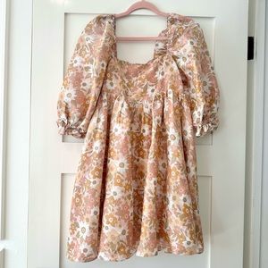 NWT Square Neck Pink Floral Babydoll Dress!